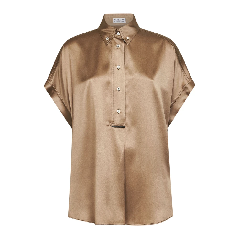Brunello Cucinelli Yellow Shirts, Female, S, Silk Satin Shirt