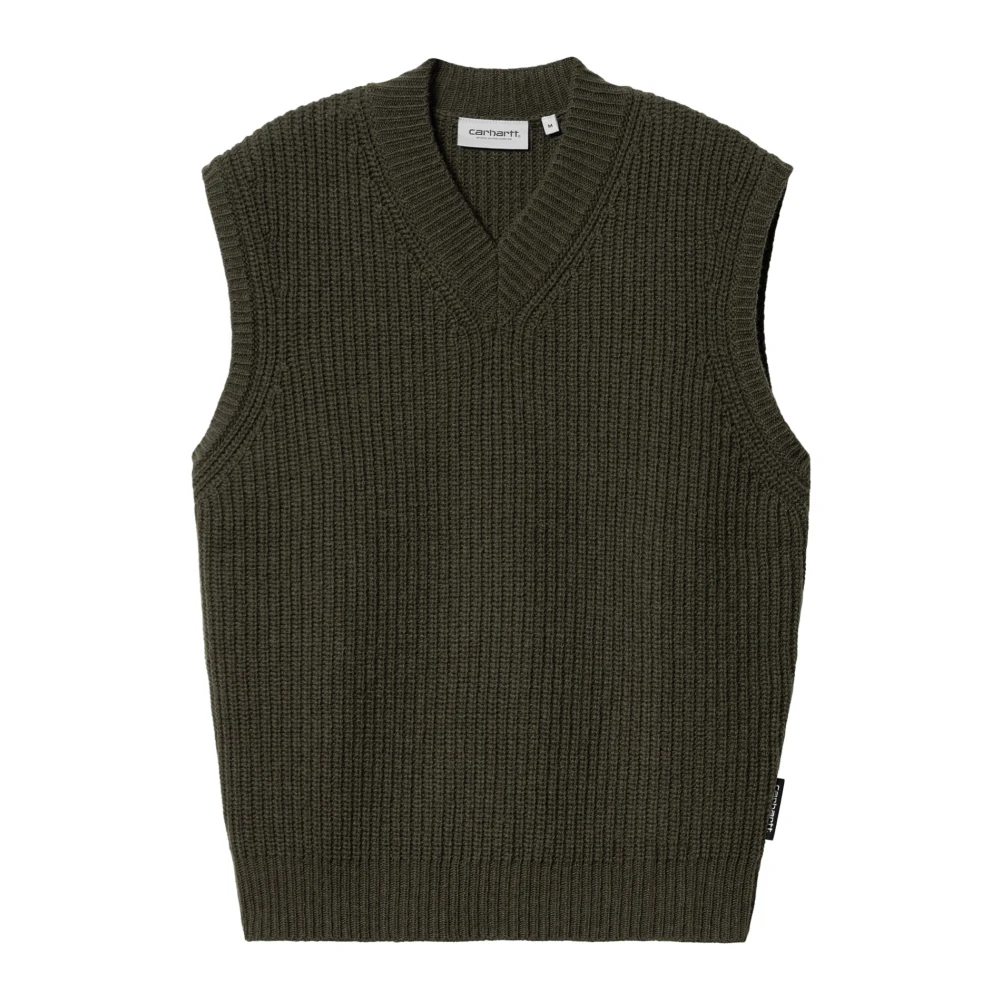 Carhartt WIP Donkergroene V-hals Wollen Vest Green Heren