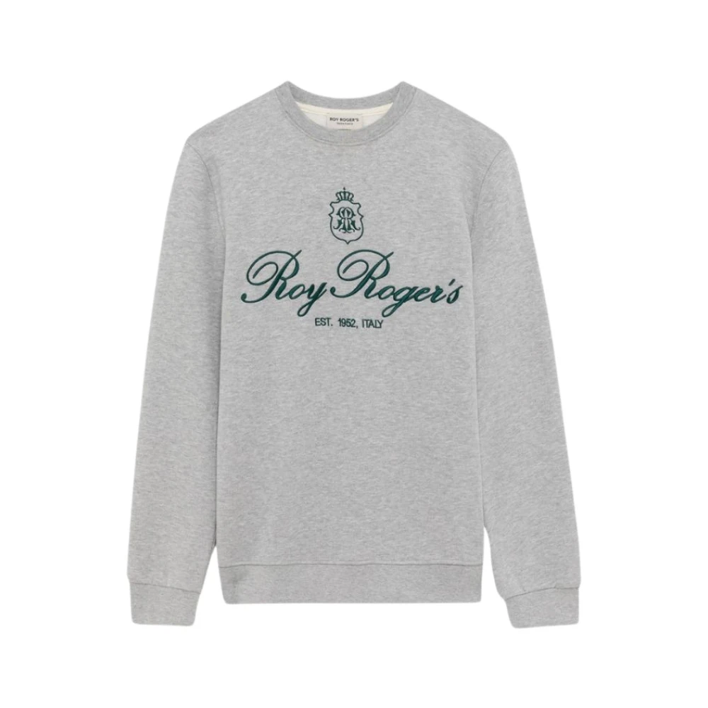 Roy Roger's Gemêleerde Katoenen Crewneck Sweatshirt met Geborduurd Logo Gray Heren