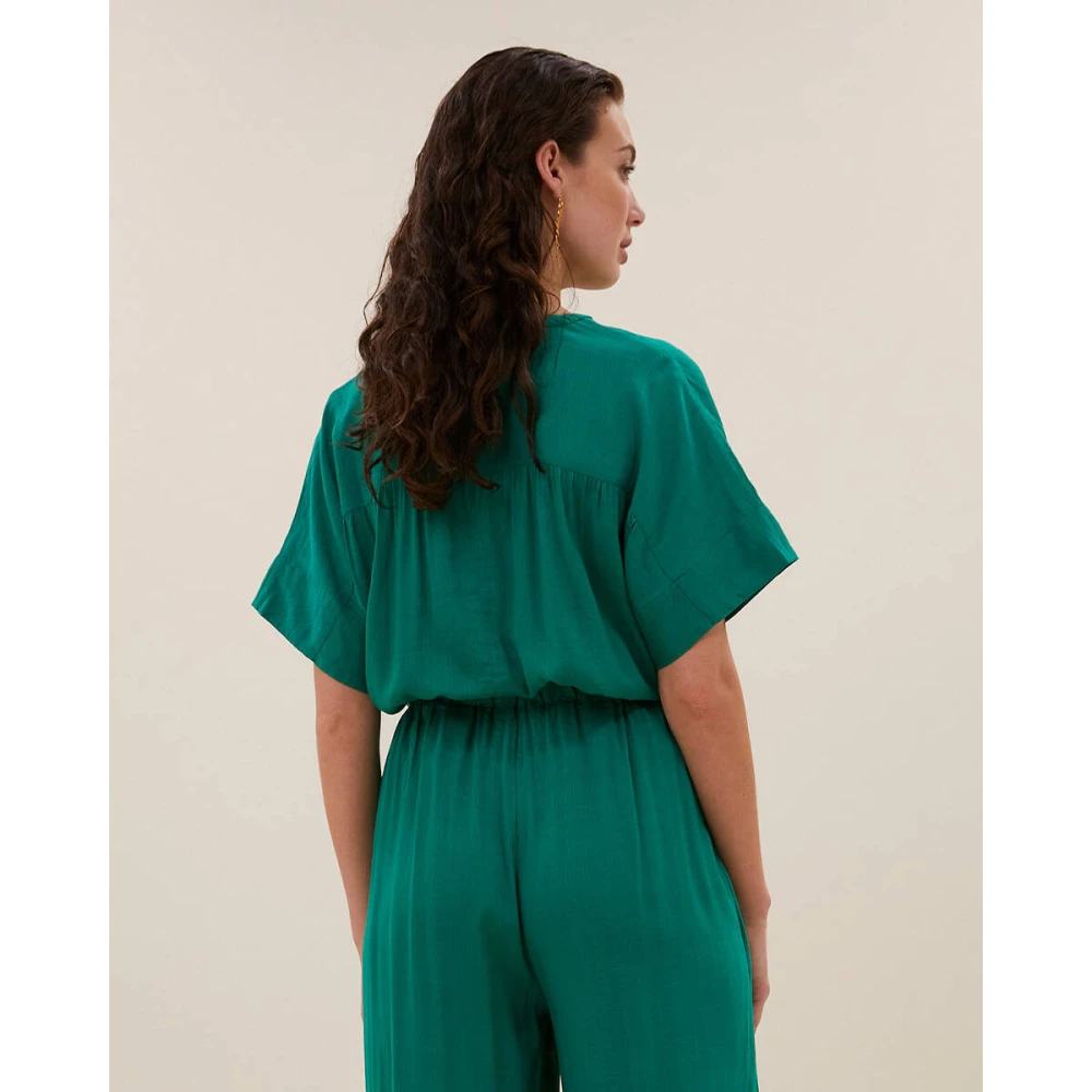 By-Bar Dobby Blouse Korte Mouw Green Dames