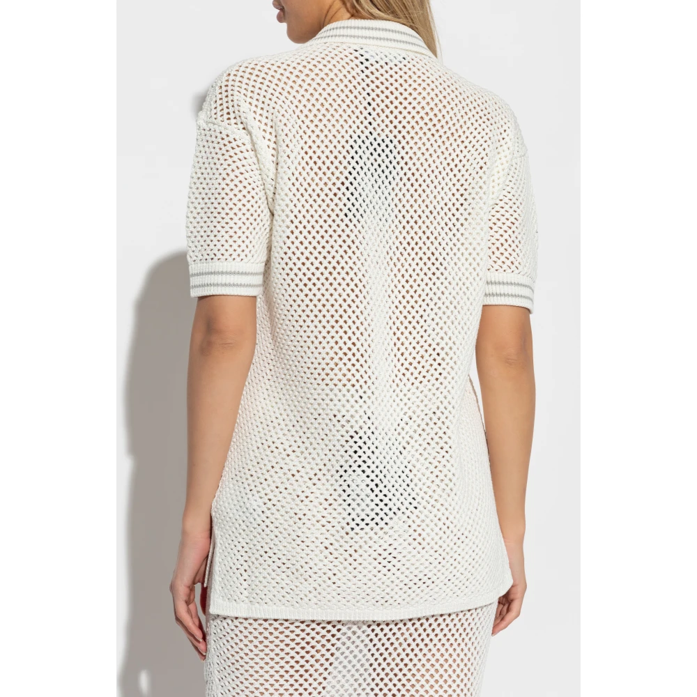 Versace Lacework Oversize Polo Beige Dames