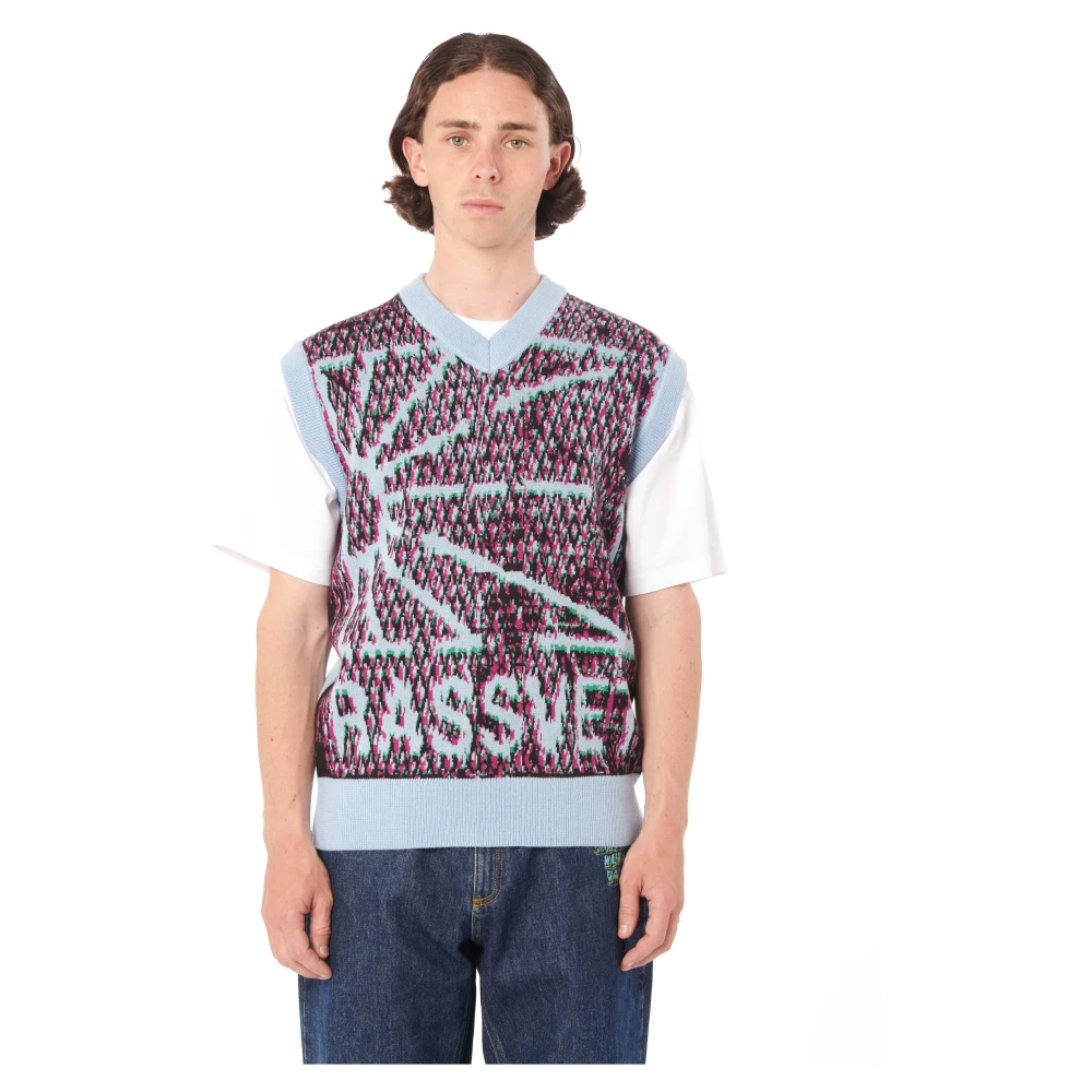 Rassvet Camo Mouwloze Gebreide Jumper Vest Blue Heren