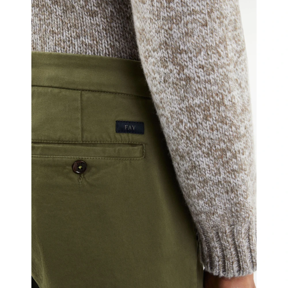 Fay Slim Gabardine Broek Green Heren