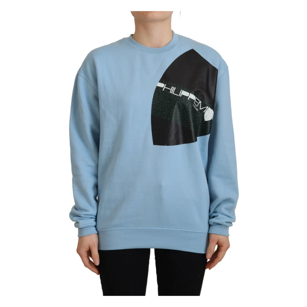 Philippe Model , Sweatshirts, Male, Blue, S, Logo Printed Long Sleeve Jumper