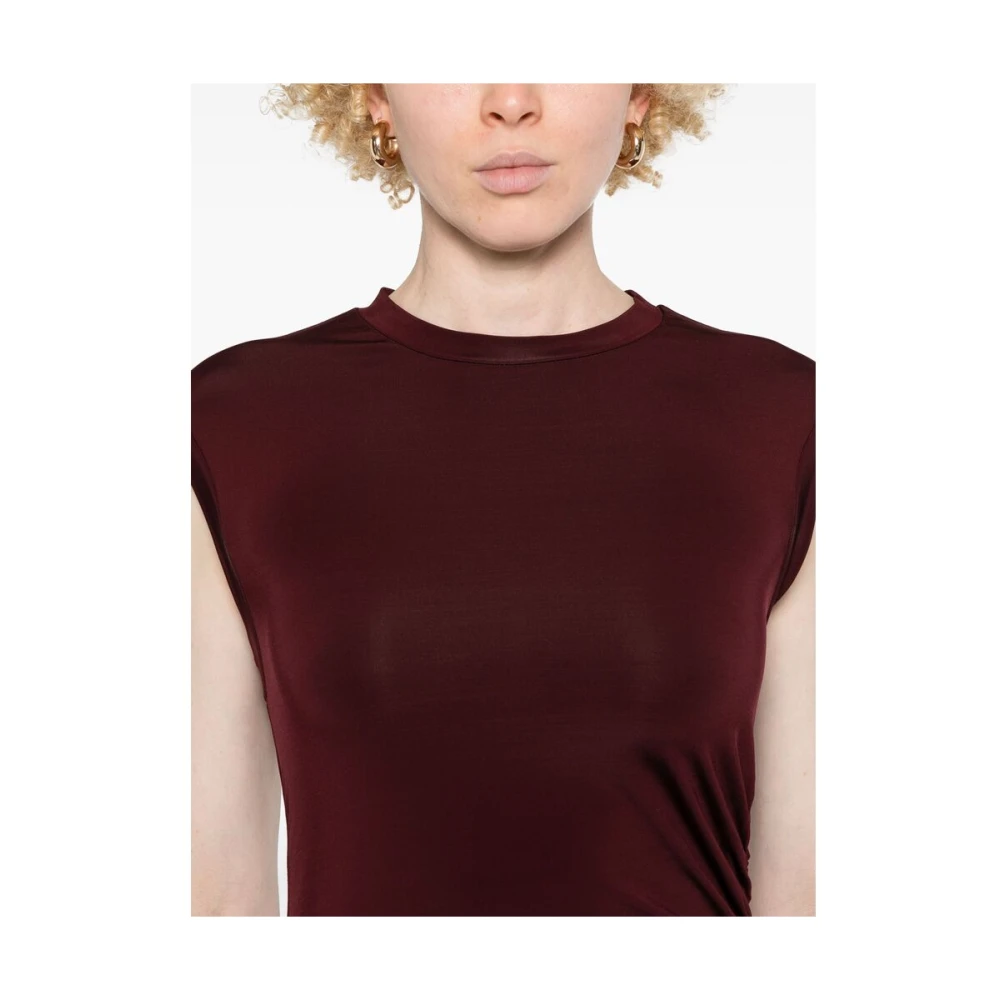 Stella Mccartney Bordeaux Ruched Crew Neck Jurk Red Dames