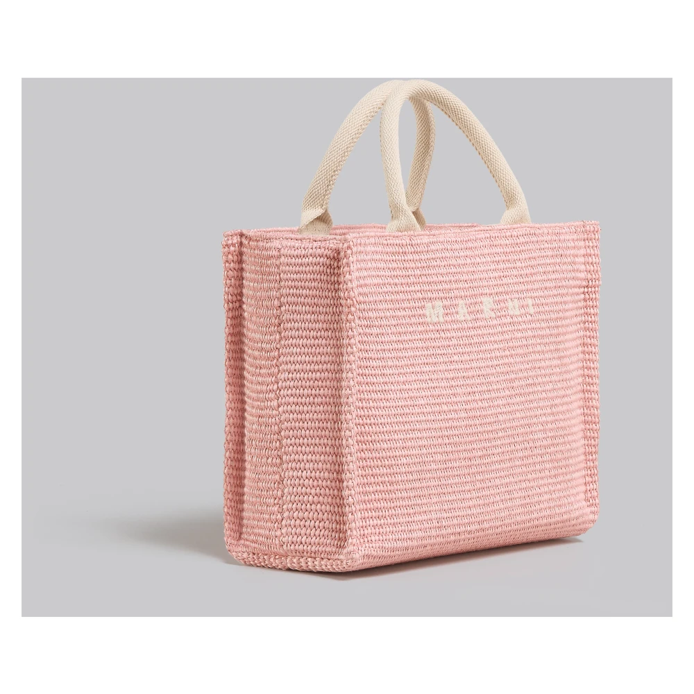 Marni Raffia-effect kleine tote tas Pink Dames
