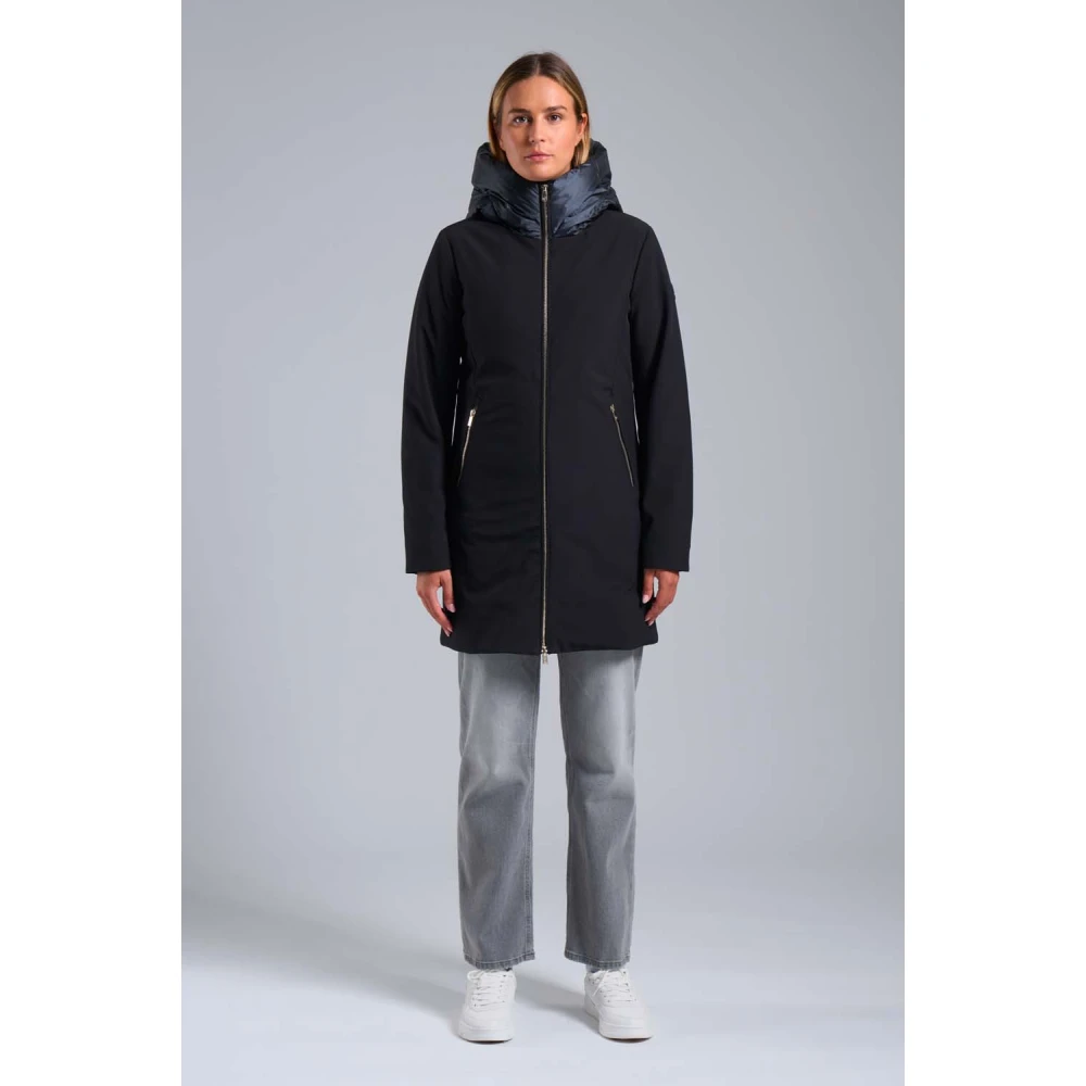 Ciesse Piumini Mire 2.2 Lange zwarte softshell jas met capuchon Black Dames