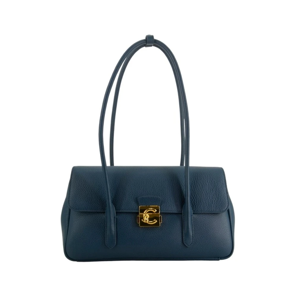 COCCINELLE C-Me Lock Handbag Grained Leather Deep Blue - Image 2