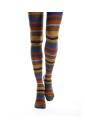collants-en-coton-verts-pour-femmes-a-rayures-multicolores