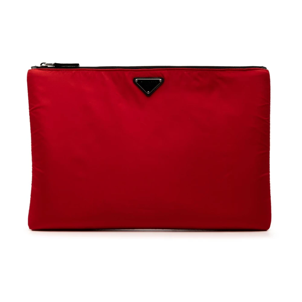 Prada Vintage Women's Red Vintage Clutches, One Size, Pre-Owned Flat Pouch