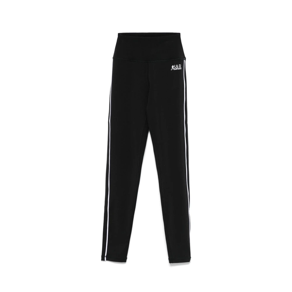 Sporty & Rich Zwarte sportlegging met logoborduursel Black Dames