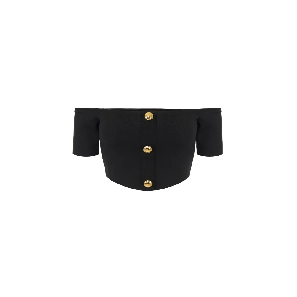 Elisabetta Franchi Vrouw Zwart Overhemden Dames, L, Crop Top