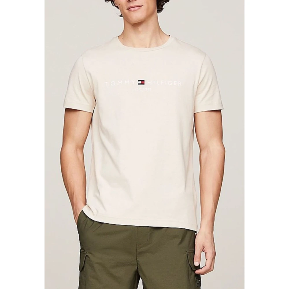 Tommy Hilfiger Heren Logo T-shirt Beige Heren