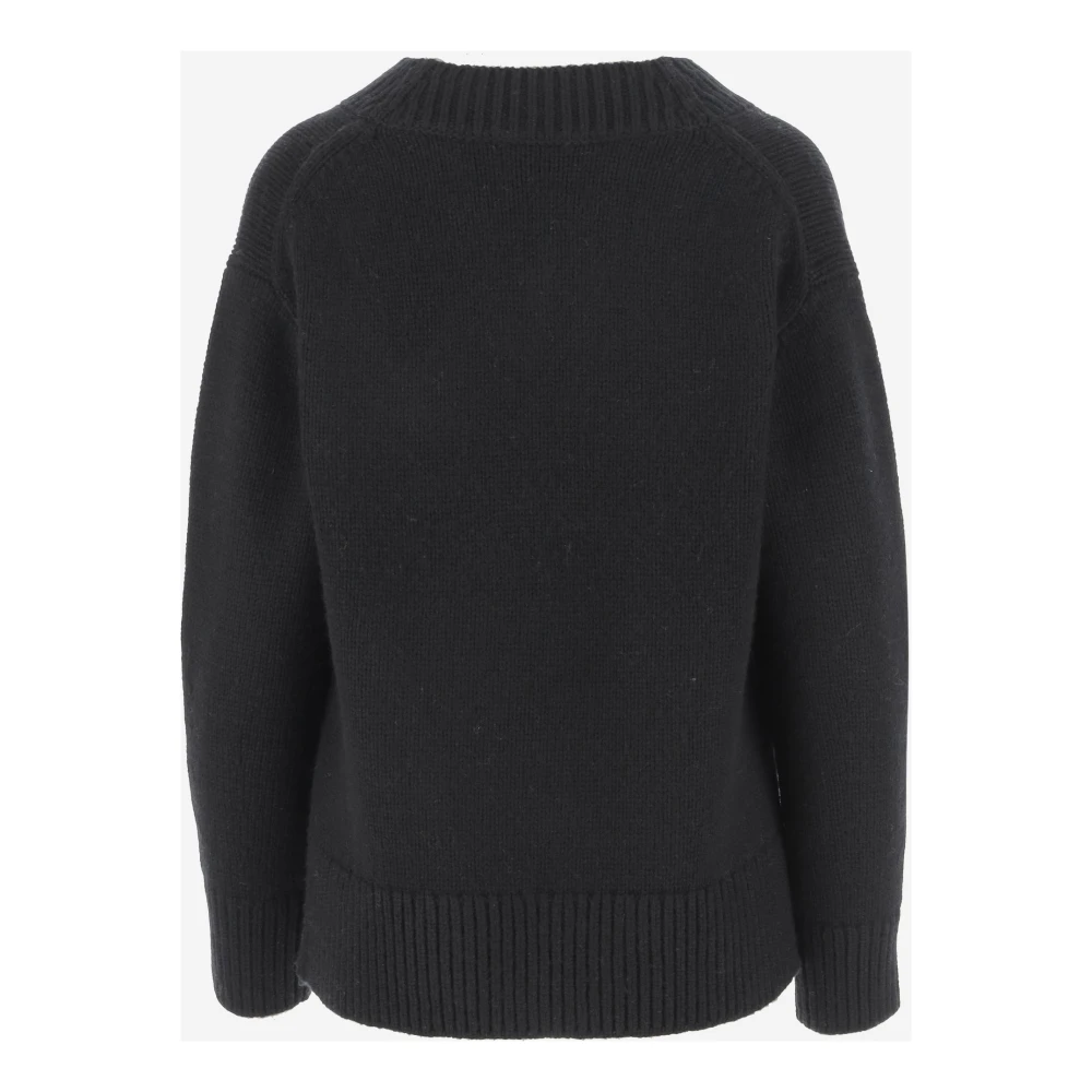 Vince Zwarte Wollen V-hals Trui Black Dames