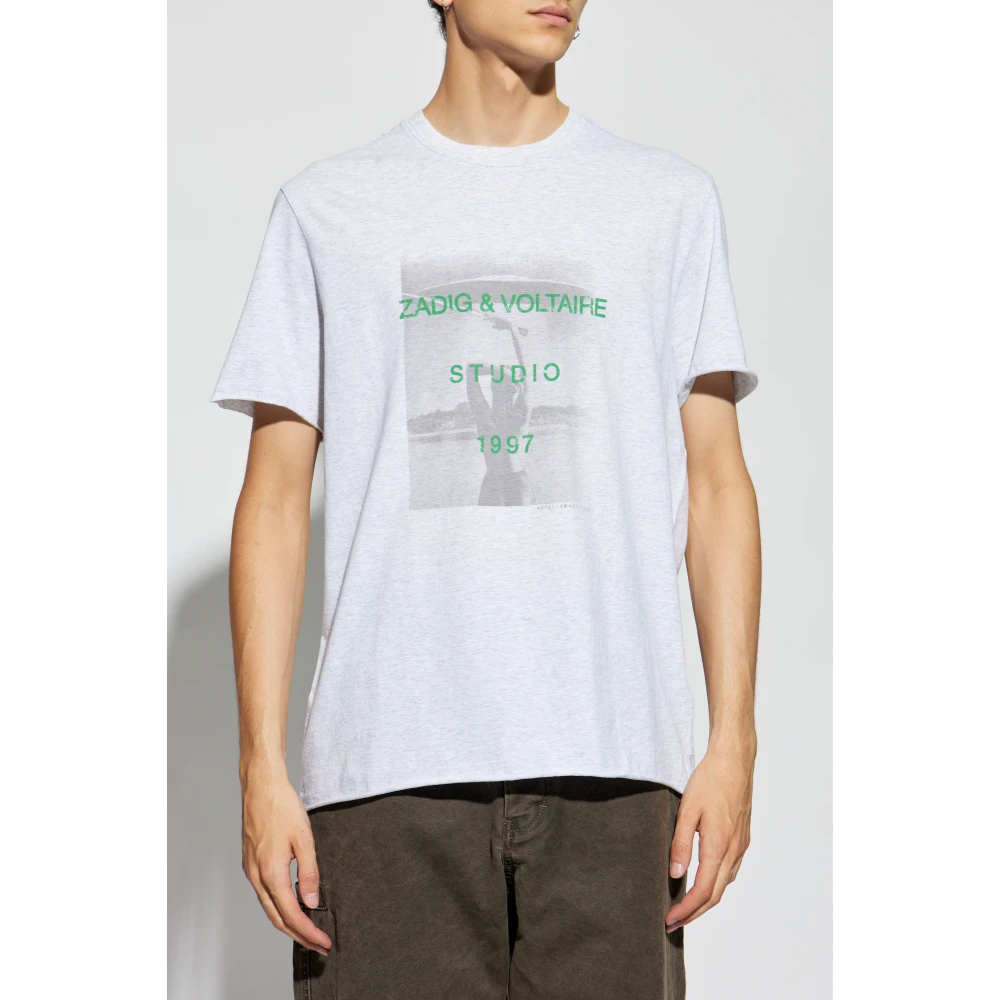 Zadig & Voltaire Bedrukt T-shirt Gray Heren