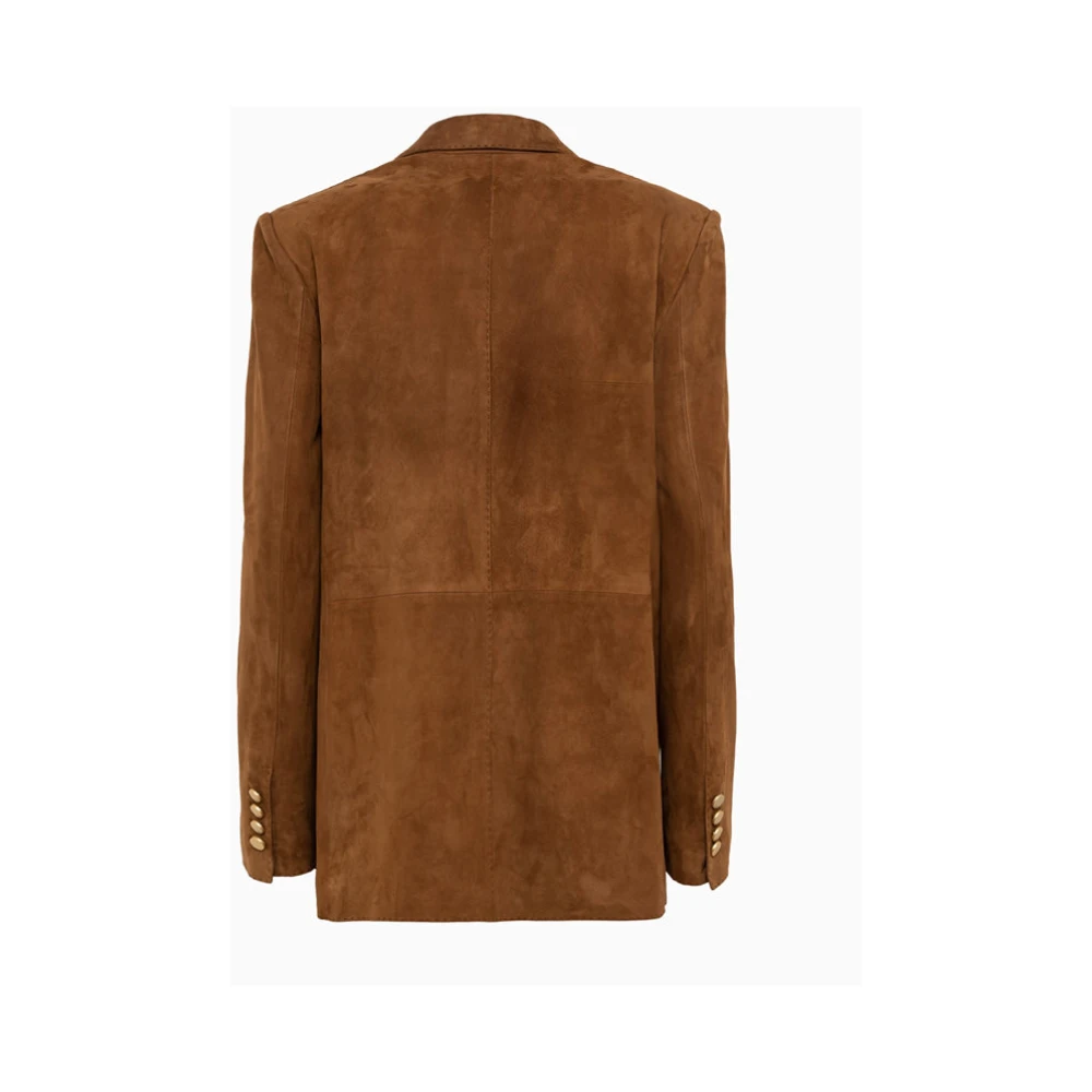 Tagliatore Italiaanse Suede Blazer met Contrastnaden Brown Dames