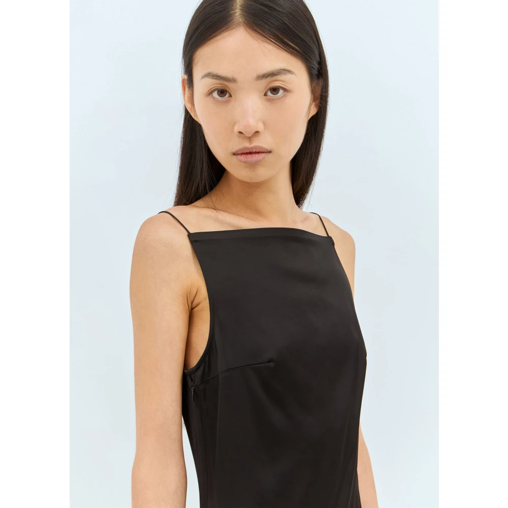 Jacquemus Satin Midi Jurk met Open Zijkanten Black Dames