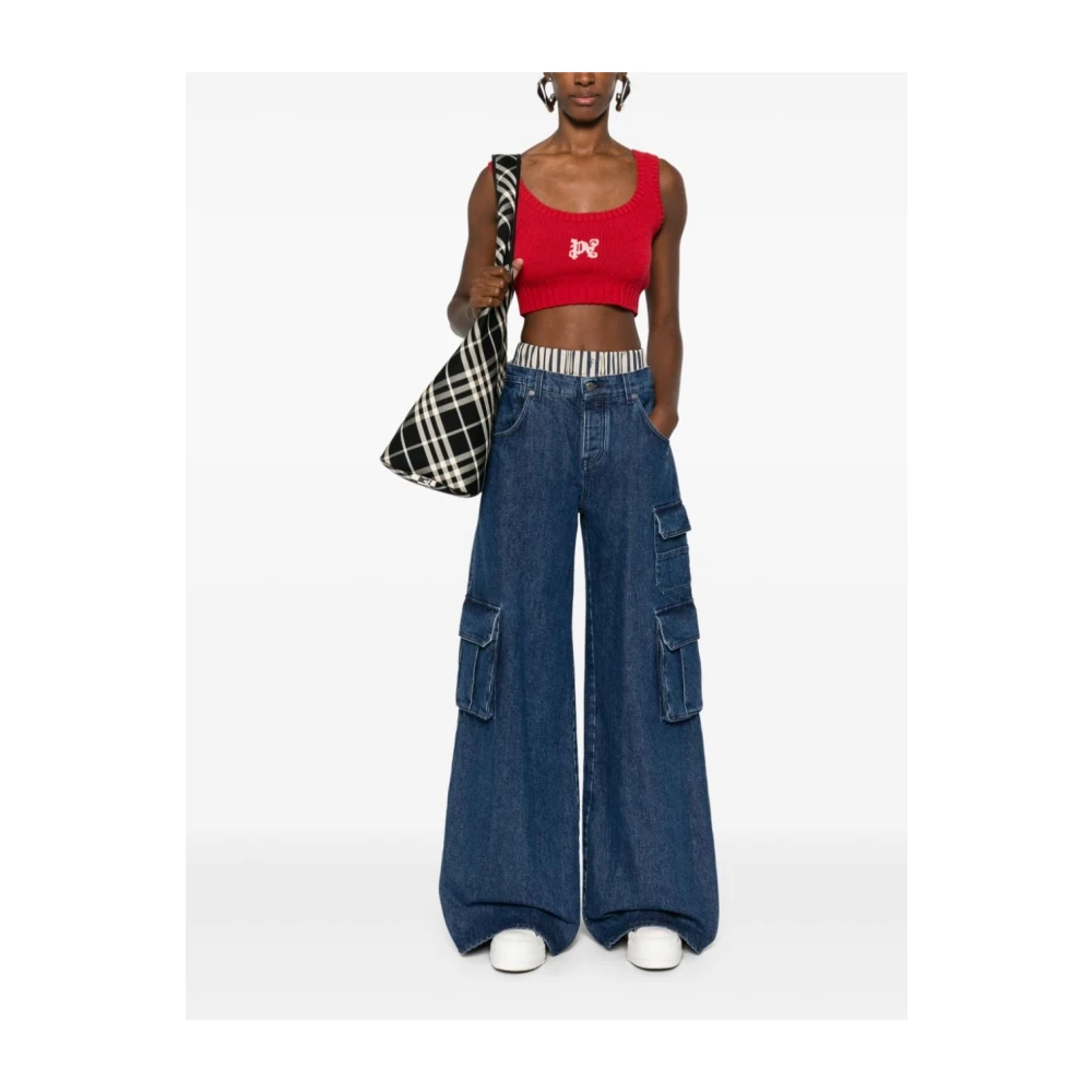 Off White Indigo Cargo Wide Leg Jeans Blue Dames