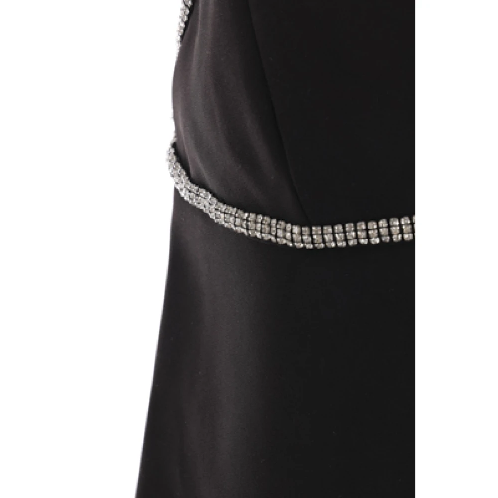 Self Portrait Zwarte trapeze jurk met kristallen versieringen Black Dames