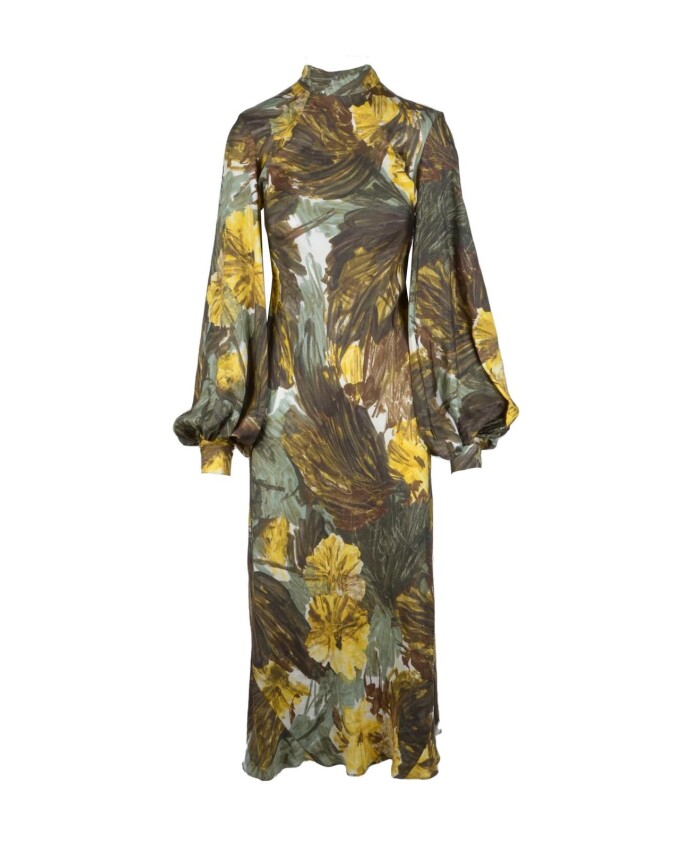robe-midi-en-soie-multicolore-avec-col-roule