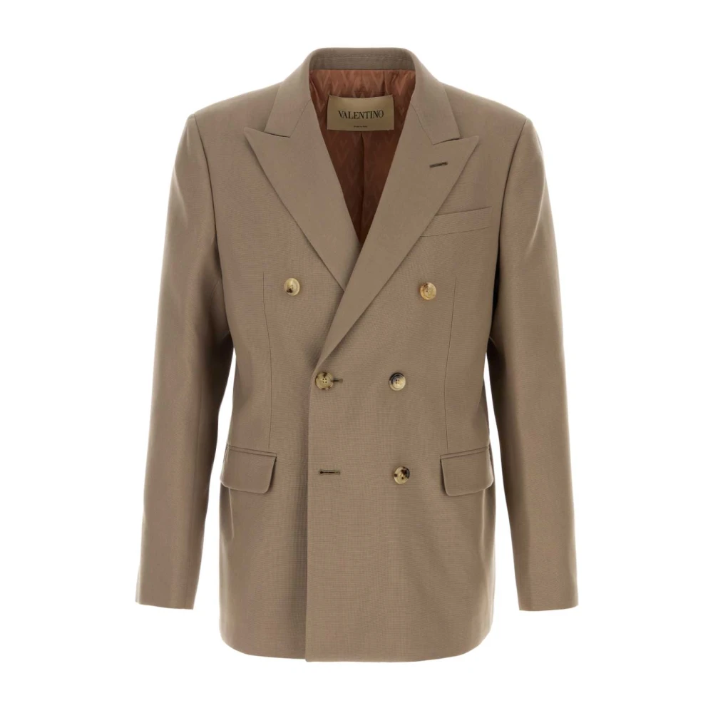 Valentino Garavani Men's Brown Blazers, L, Cappuccino Wool Blazer
