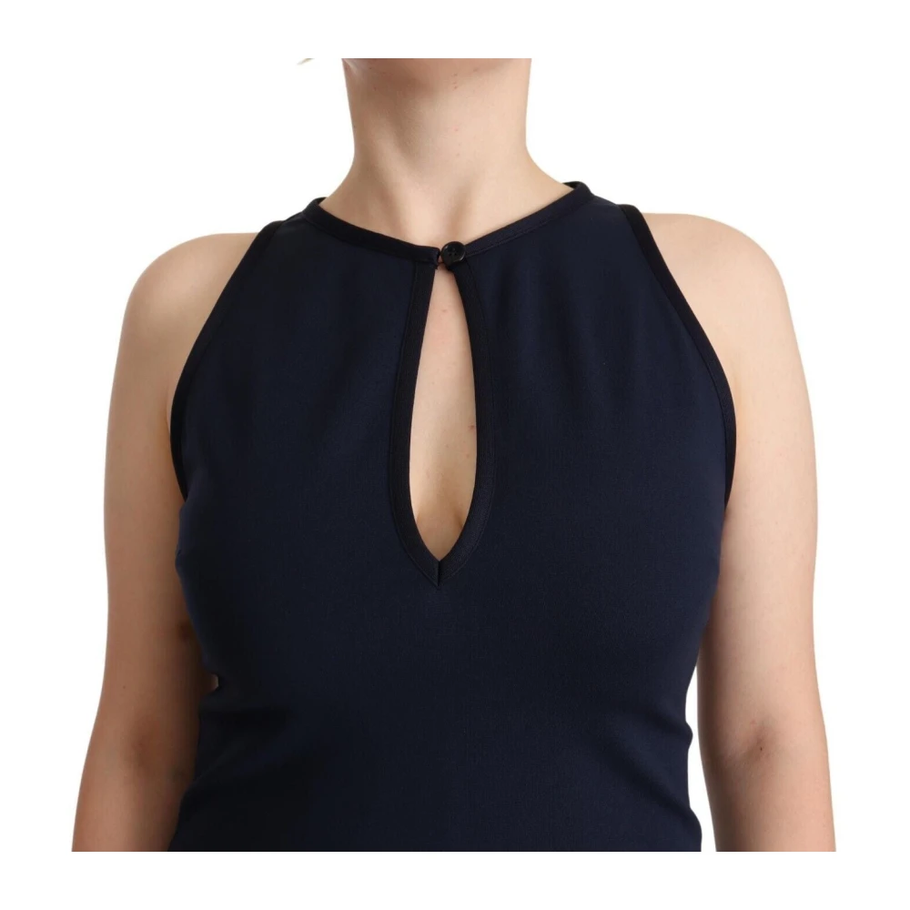 John Galliano Mouwloze Sheath Jurk in Marineblauw Blue Dames