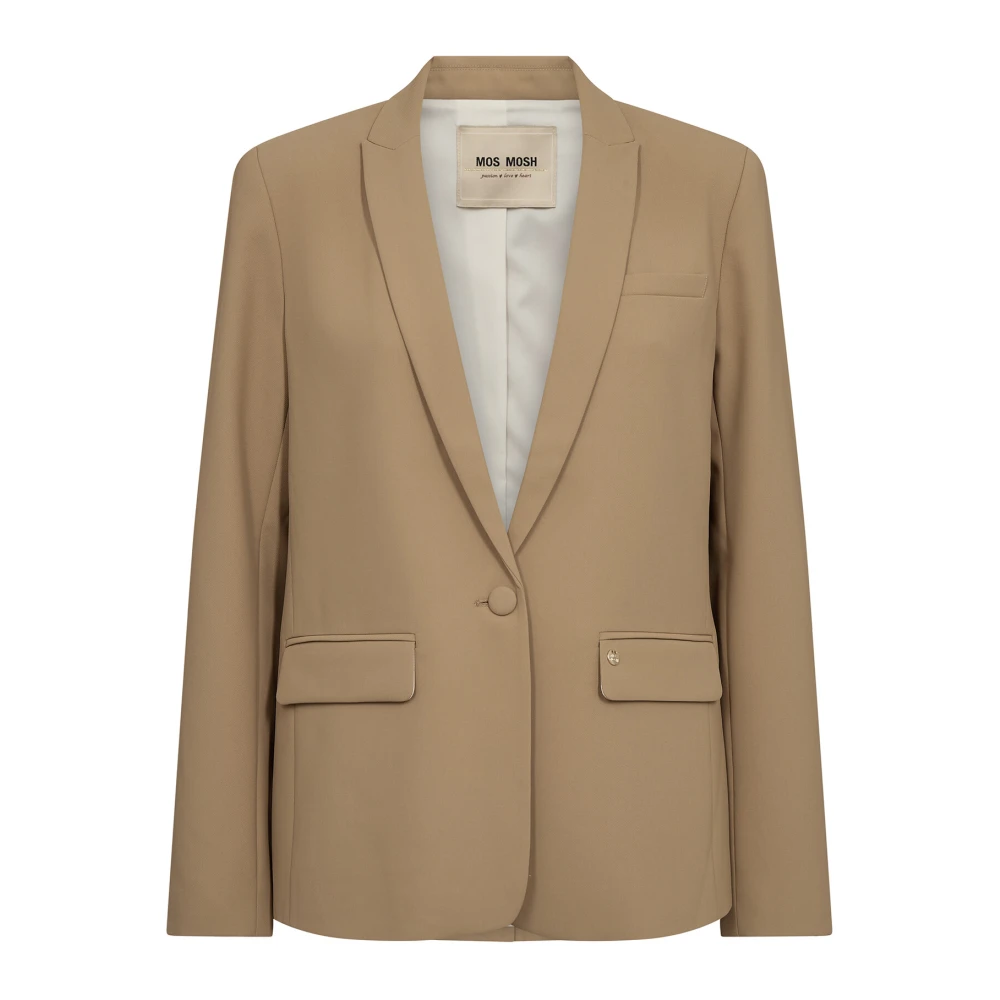 MOS MOSH Vrouwelijke Blazer met V-Hals en Klepzakken Brown Dames