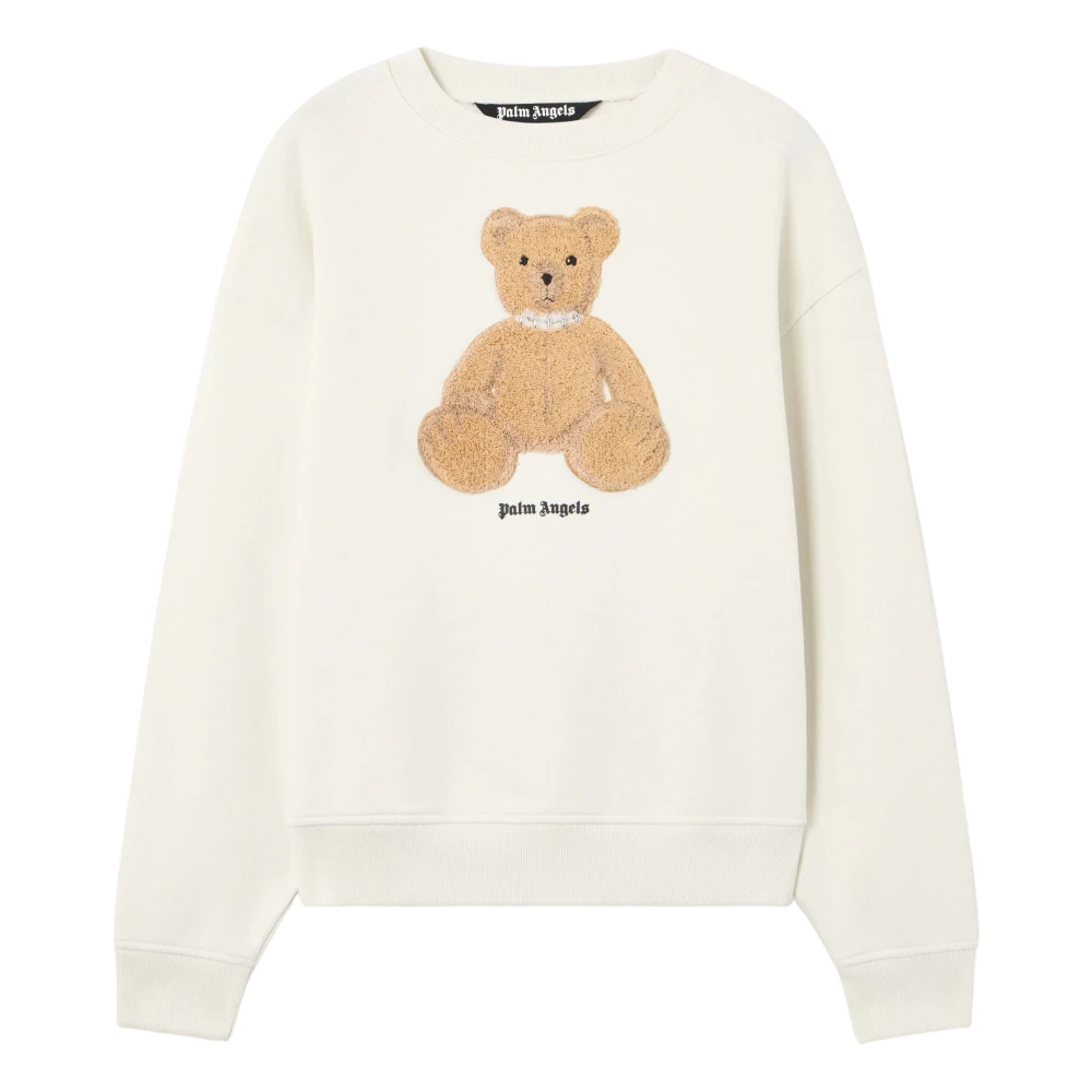 Palm Angels Men's White Sweatshirts, Xl, Bear Sweatshirt