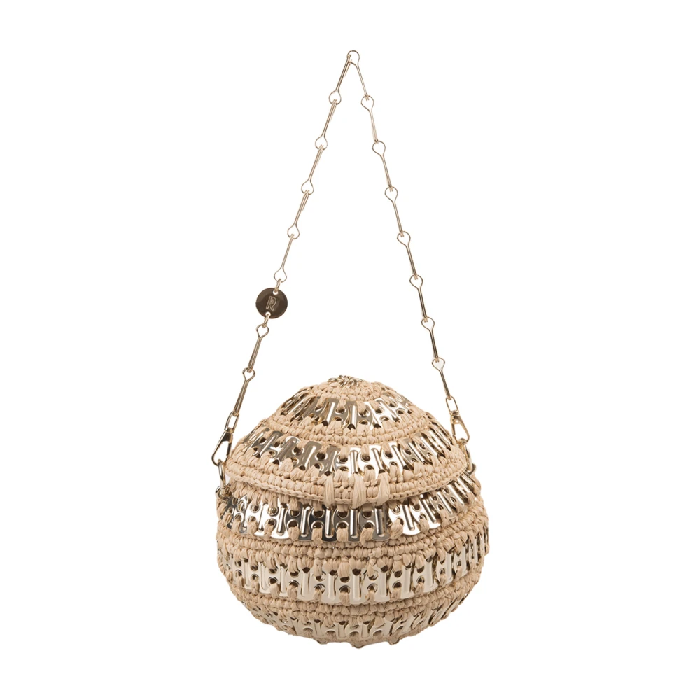 Paco Rabanne Bal Schouder Tas Bruin Raffia Metaal Brown Dames