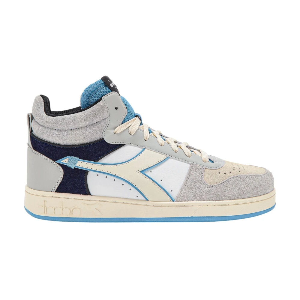 Diadora Men's Gray Suede Twin Basket Sneakers