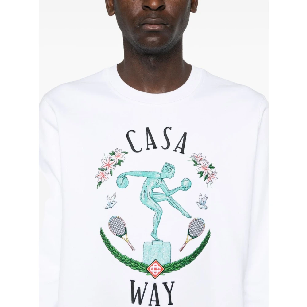 Casablanca Marmeren Beeld Geborduurde Sweater White Heren