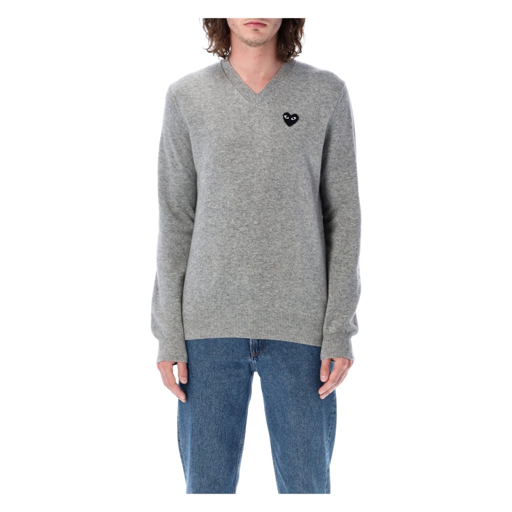 Comme des Garçons Lichtgrijs Wol V-hals Gebreid Gray Heren