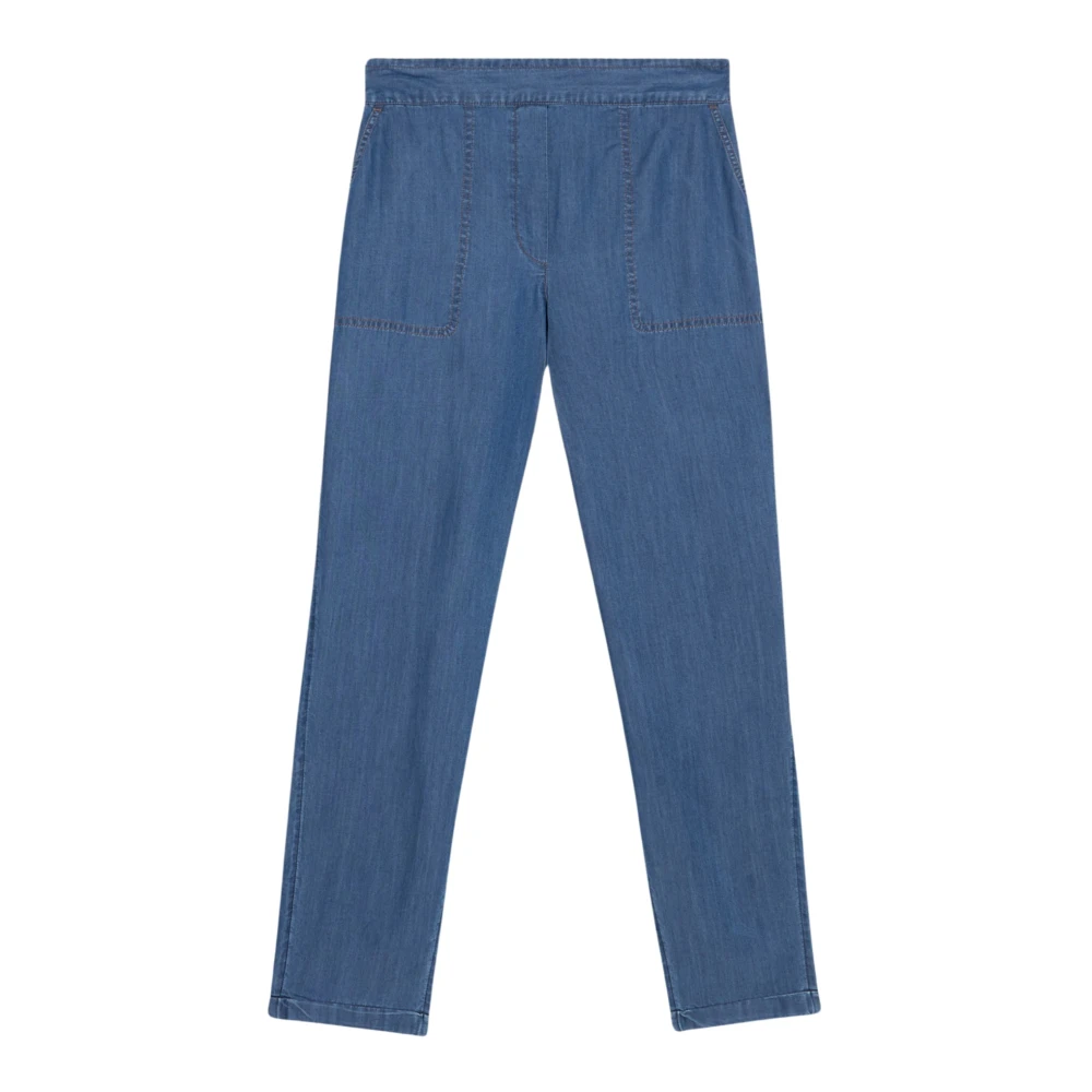 Oltre Tencel Denim Joggers Blue Dames