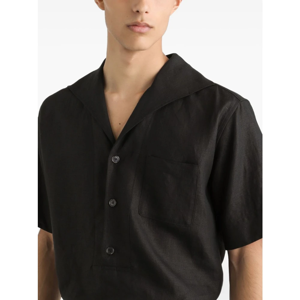 Dolce & Gabbana Zwarte overhemden met open kraagzak Black Heren