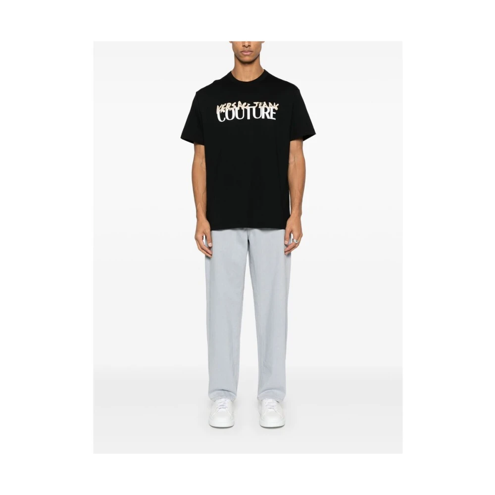 Versace Jeans Couture Zwart Crew Neck Korte Mouwen T-shirt Black Heren
