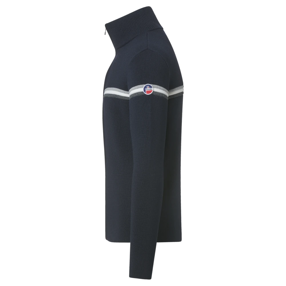 Fusalp Moderne Merinowol Zip Hals Trui Blue Heren