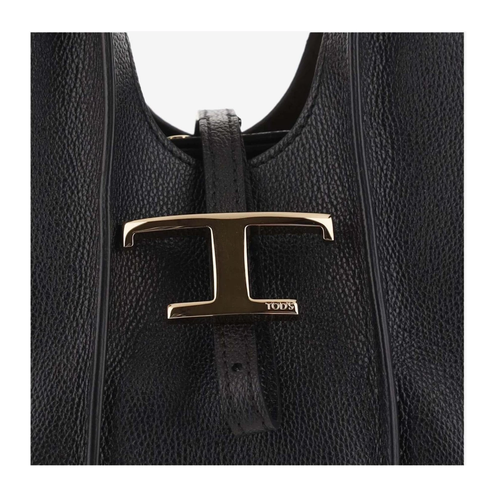 TOD'S Stijlvolle Leren Schoudertas Black Dames