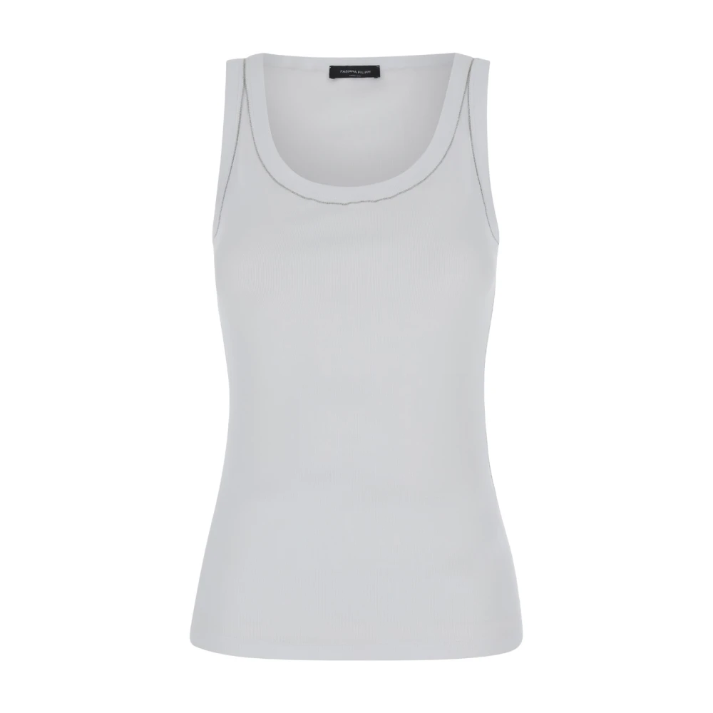 Fabiana Filippi Witte mouwloze U-hals top met strass trim White Dames