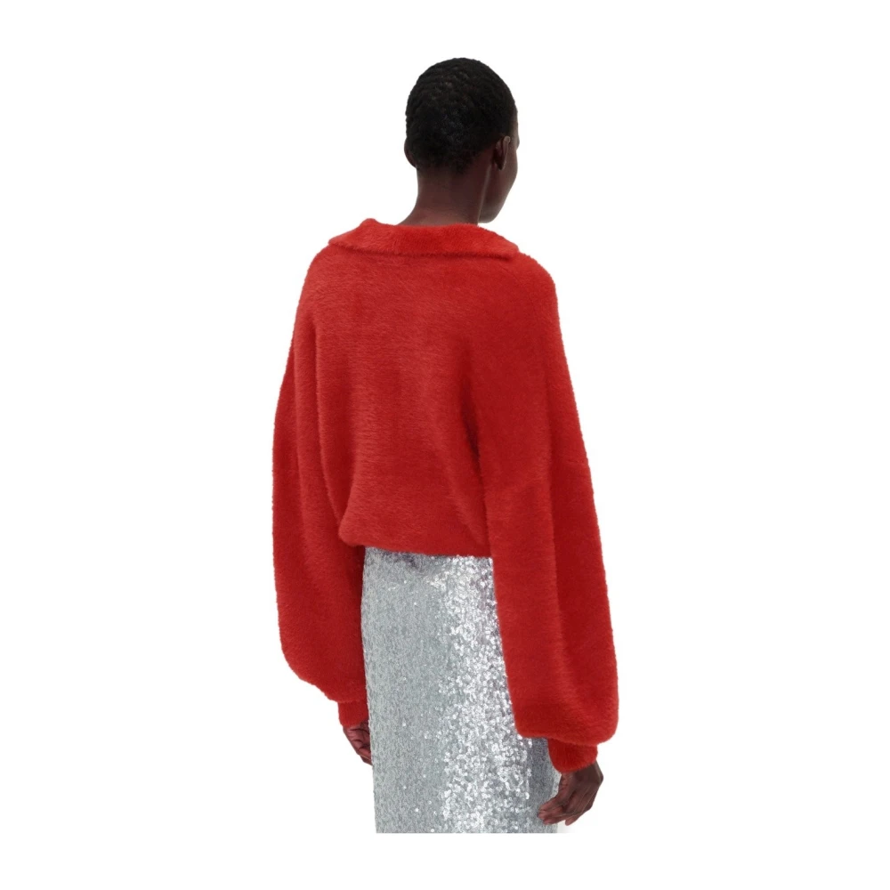 Stine Goya Rode Gebreide Polo Jumper Red Dames