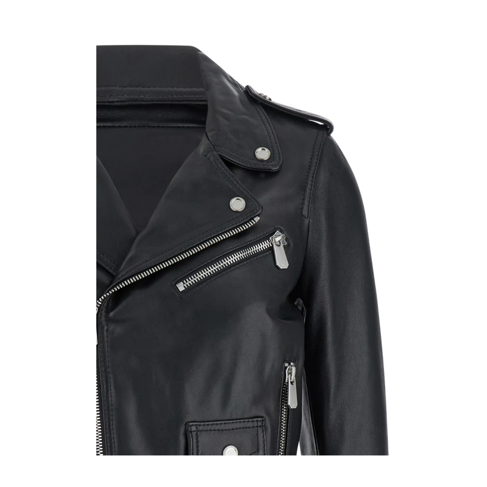 pinko Costa Rica Biker Zwarte Jas Black Dames