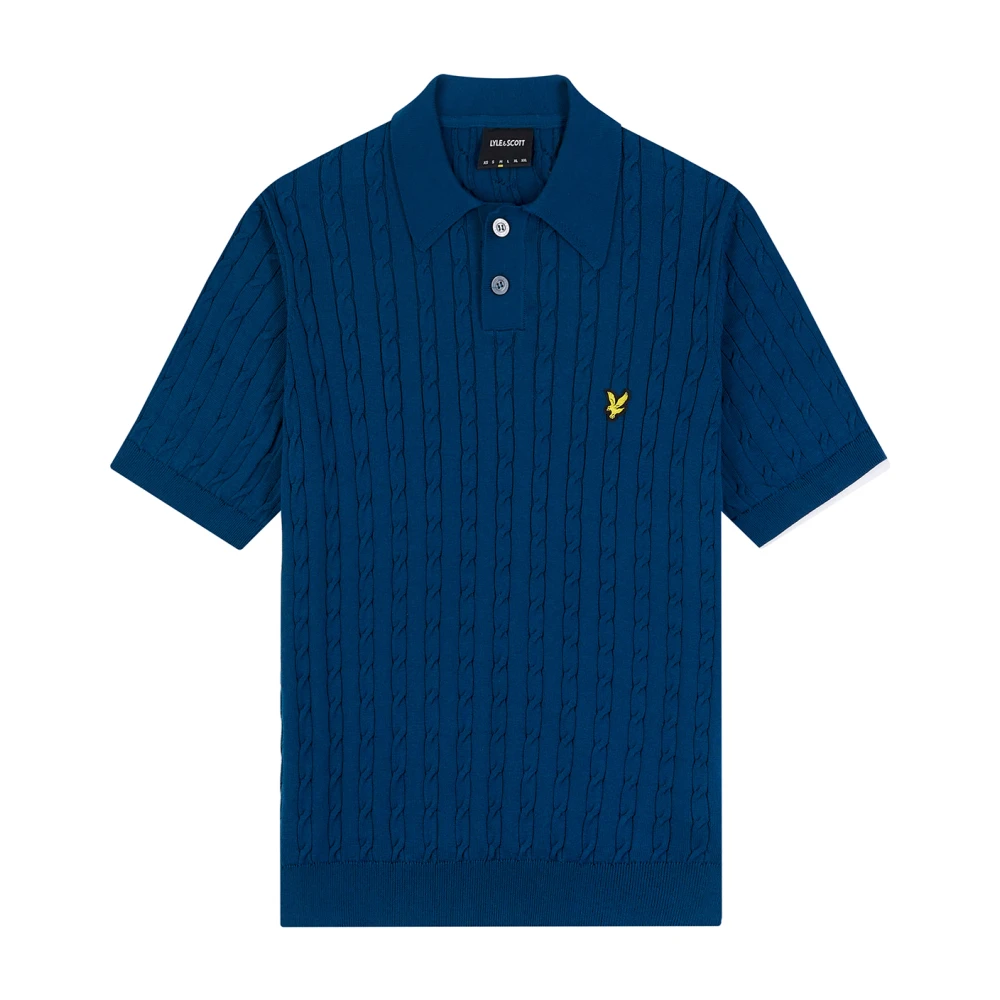 Lyle & Scott Kabelgebreide Polo Blue Heren