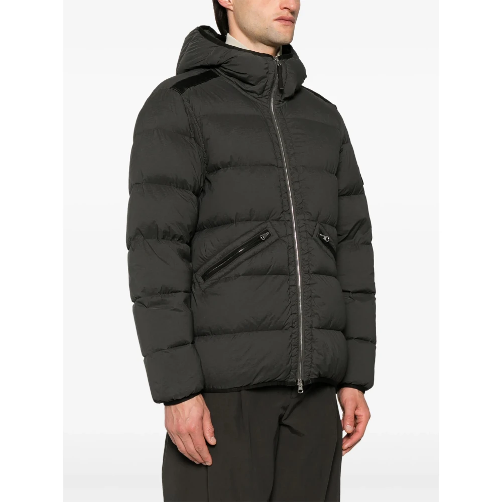 Stone Island Stretch Hooded Pufferjas Black Heren