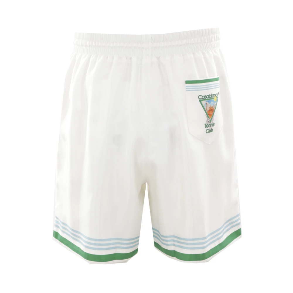 Casablanca Gestreepte Tennis Club Shorts White Heren