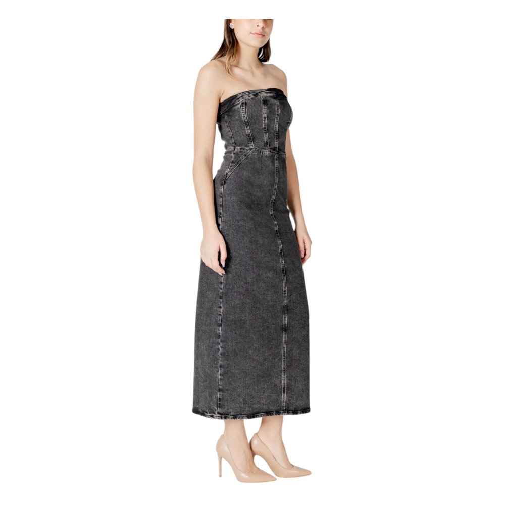 Ichi Katoenen Midi Jurk Collectie Gray Dames