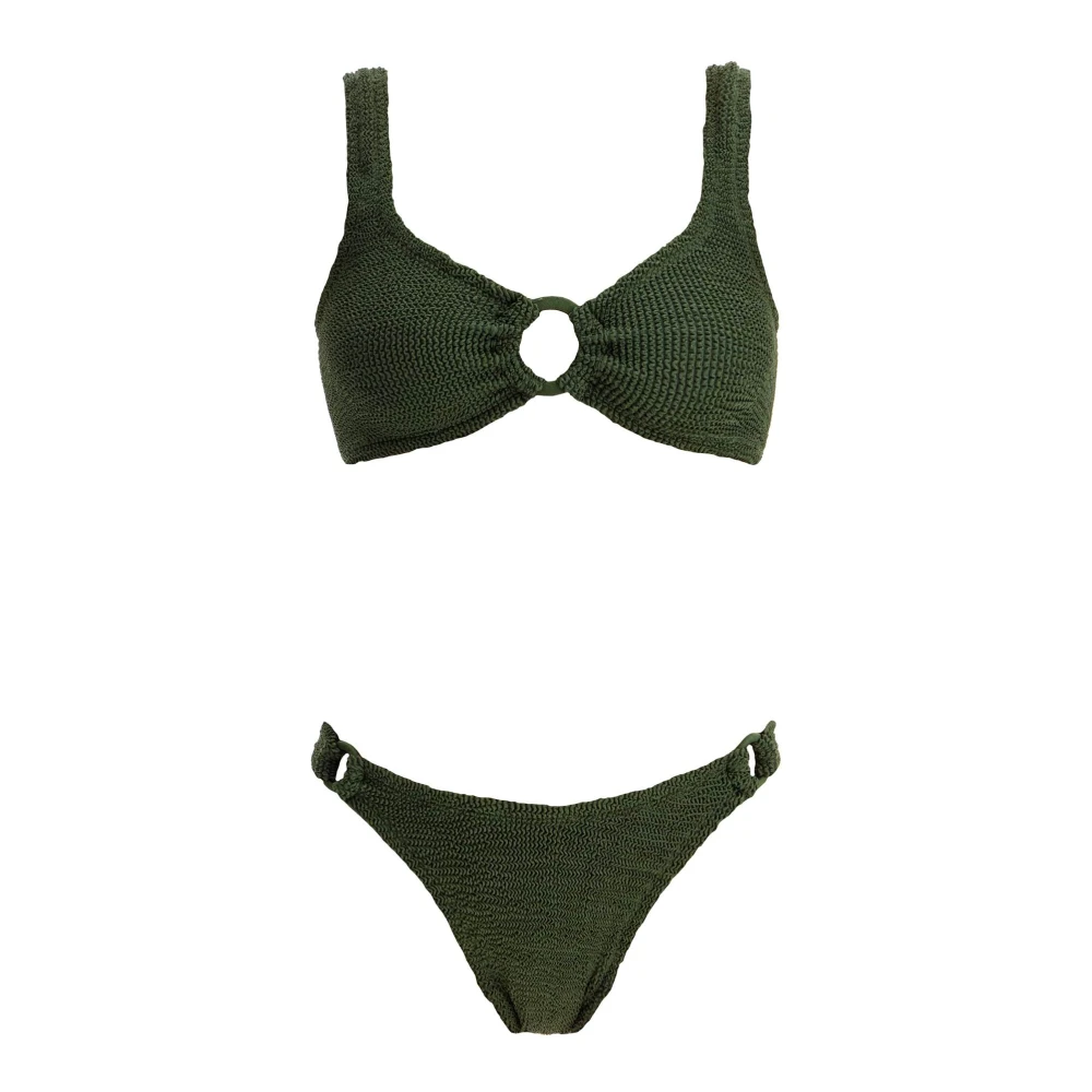 Hunza G Gerimpeld Metallic Bikini Set met Ringen Green Dames