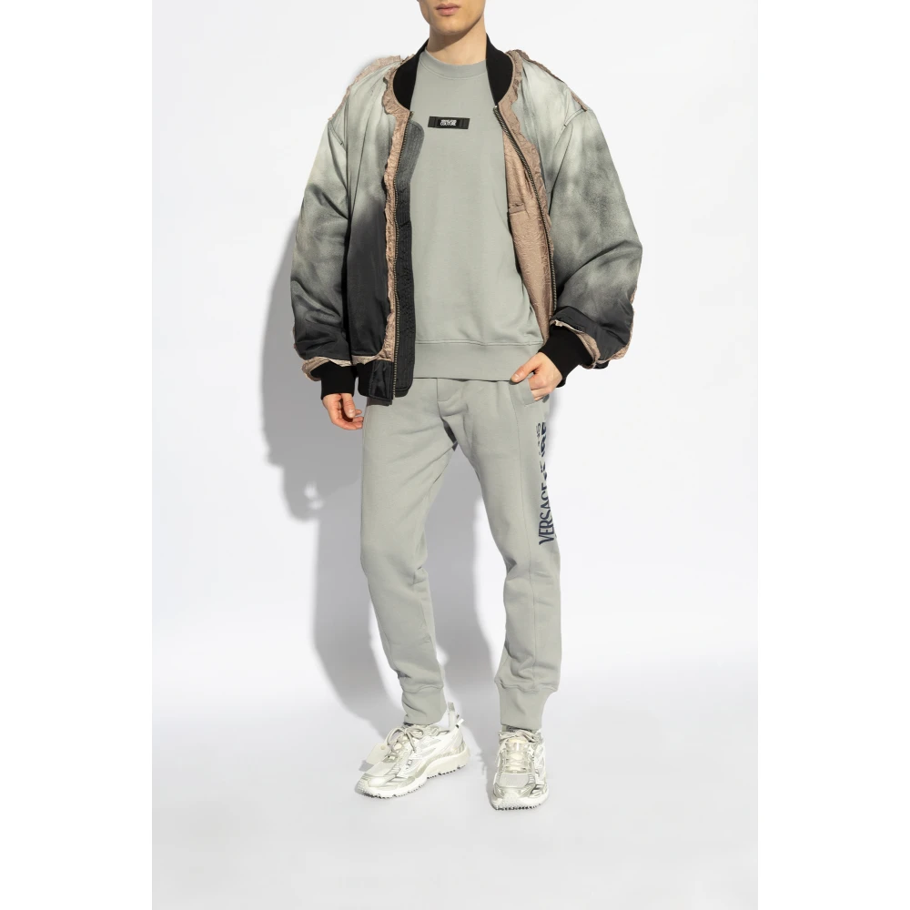 Versace Jeans Couture Sweatshirt met logopatch Gray Heren