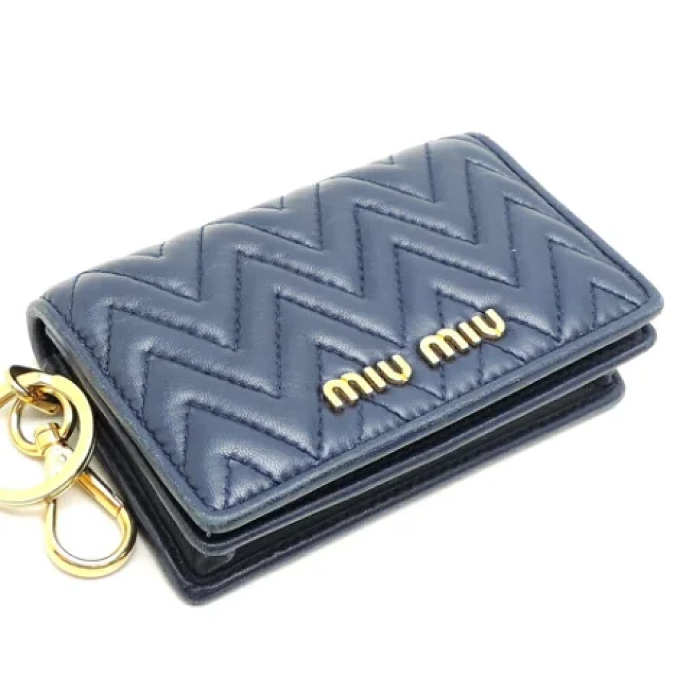 Miu Pre-owned Leather wallets Blue Dames