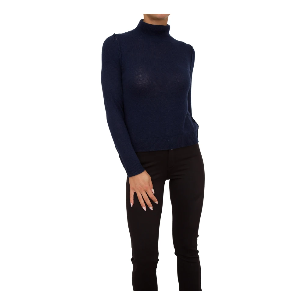 Nenette Blauwe Cashmere Trui Lange Mouw Blue Dames