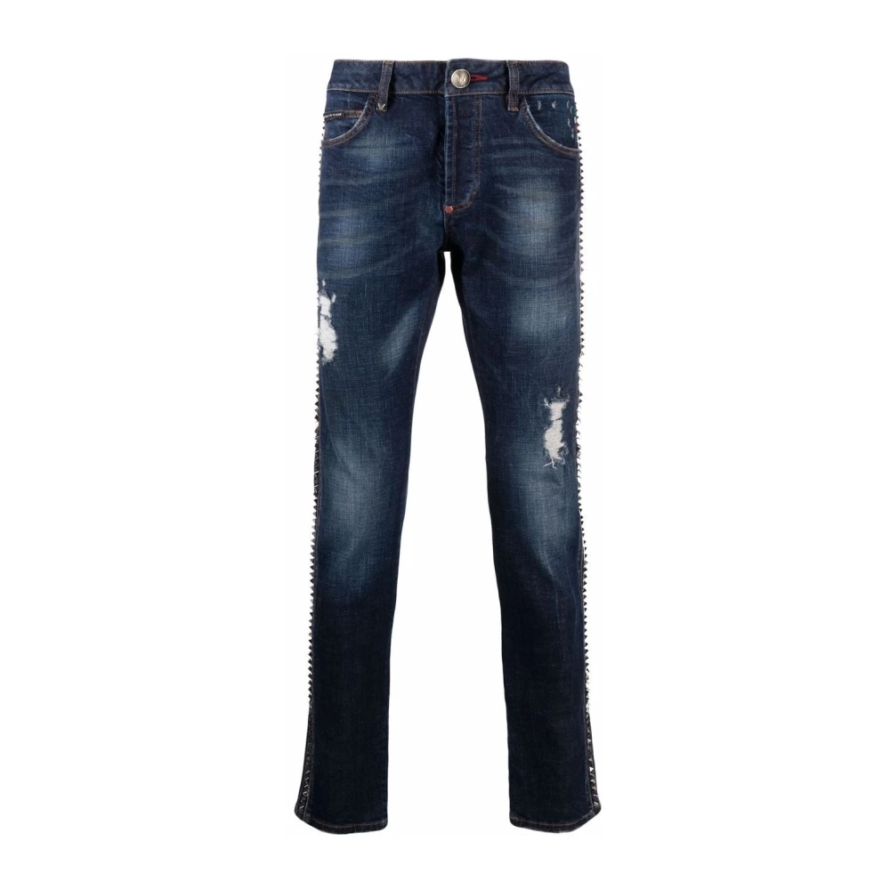 Philipp Plein Men's Blue Slim Fit Jeans, W34, Denim Straight Jeans
