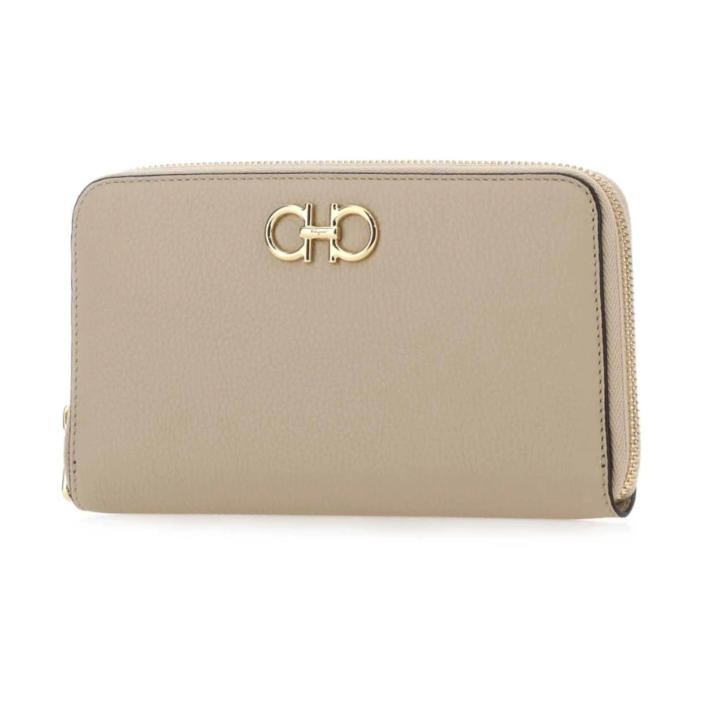 Salvatore Ferragamo Stijlvolle leren portemonnee in cappuccino Beige Dames